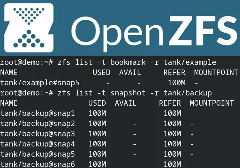 ZFS Snapshots, Bookmarks, and Checkpoints